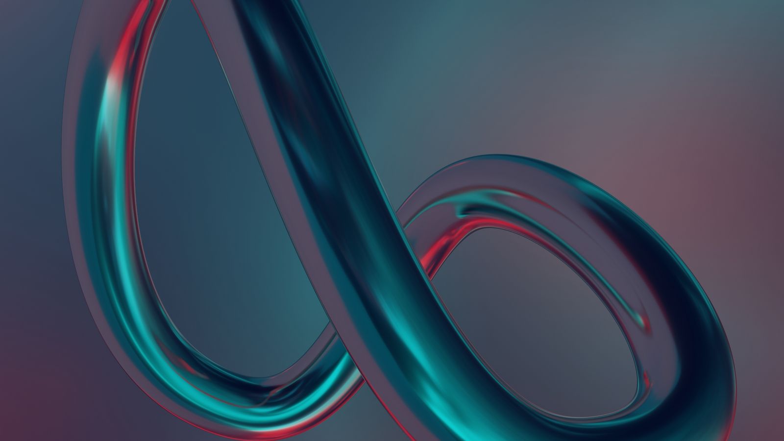 A smooth glass figure-eight loop on a dark gradient, representing a continuous agent loop