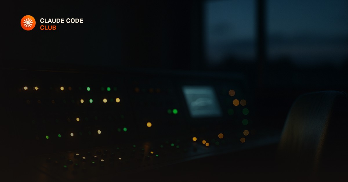 A dim control console at dusk with rows of small amber and green status lights glowing on a dark panel