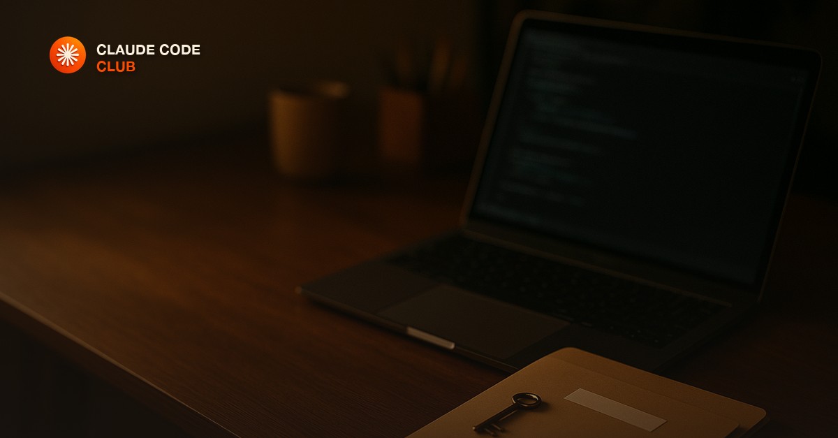 A small key resting on a laptop keyboard in soft morning light, security mood