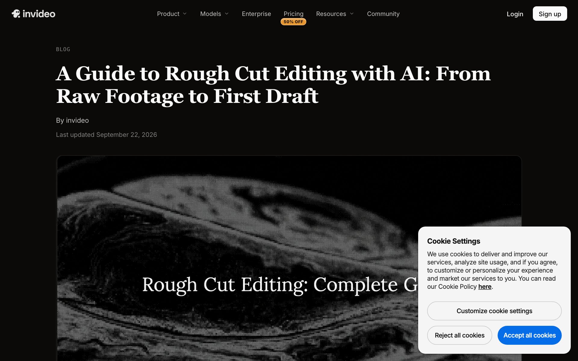 invideo's guide page on building a rough cut with AI in invideo Editor