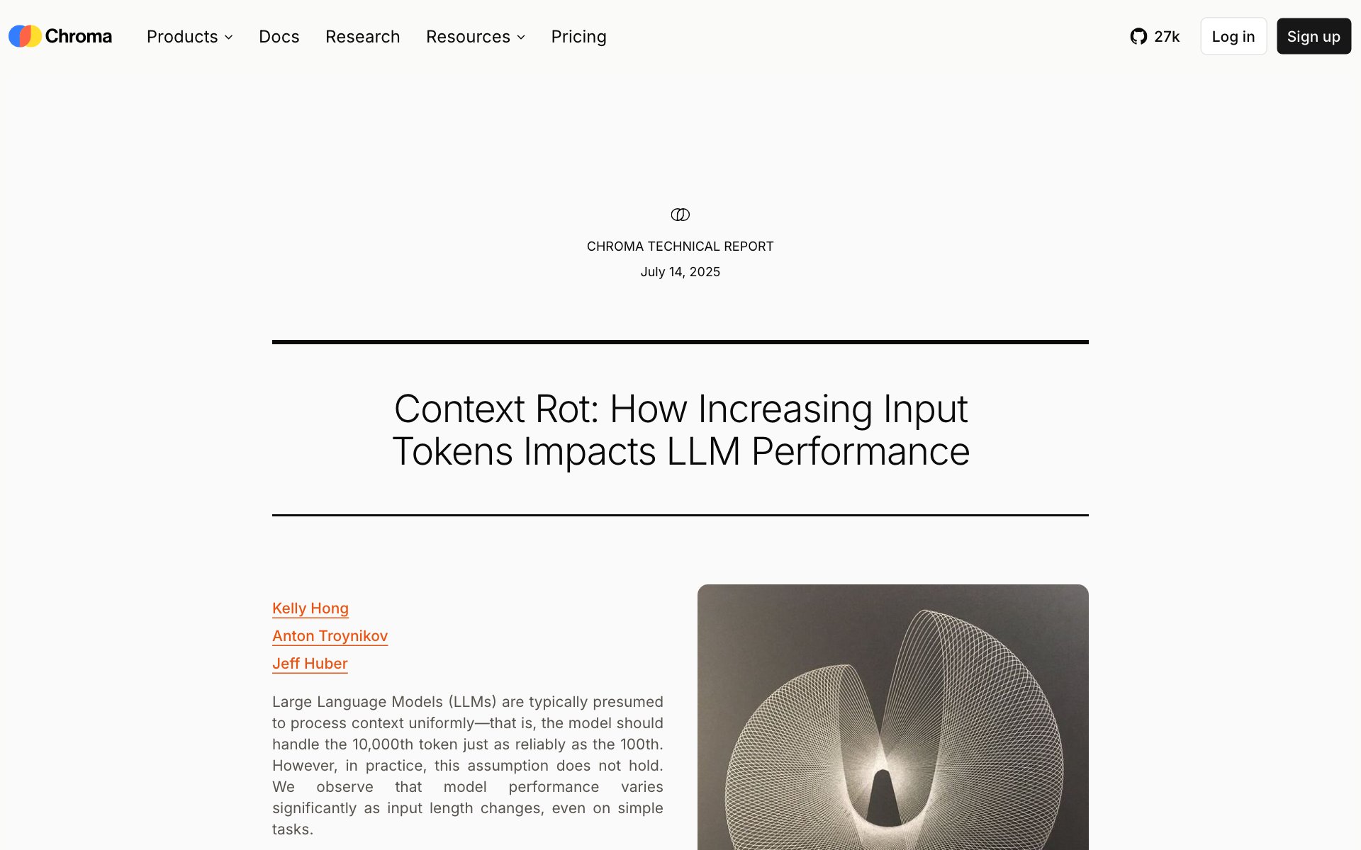 The Chroma technical report called Context Rot: How Increasing Input Tokens Impacts LLM Performance